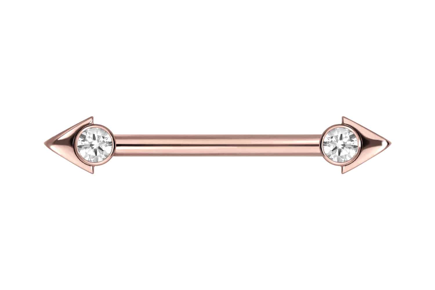 Titan Nippelpiercing mit Innengewinde PFEILSPITZE + KRISTALL